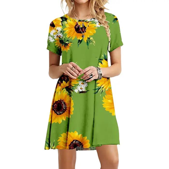 Robe à imprimé tournesol Boho pour femmes