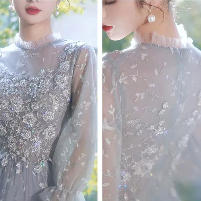 Robe de soirée de luxe grise pour femme 2026
