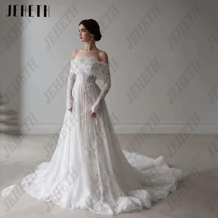 JEHETH Lvory dentelle 2025 nouvelles robes de mariée hors de l'épaule manches longues