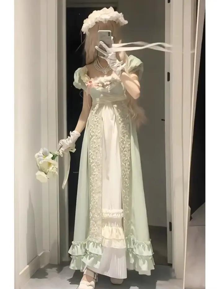 Robe lolita impériale éco-responsable MAGOGO Green, robe de princesse Lolita
