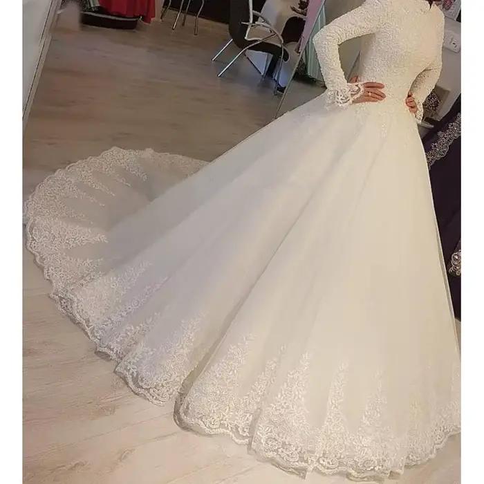 Robe de mariée de Style français avec col montant