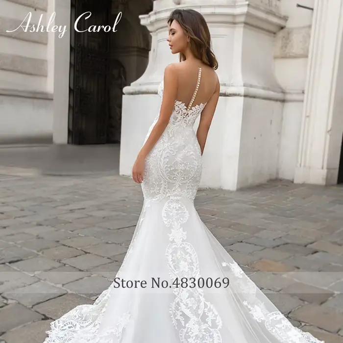 Ashley Carol sirène robes De mariée pour les femmes chérie avec châle Mit Cape perles 2 en 1 robe