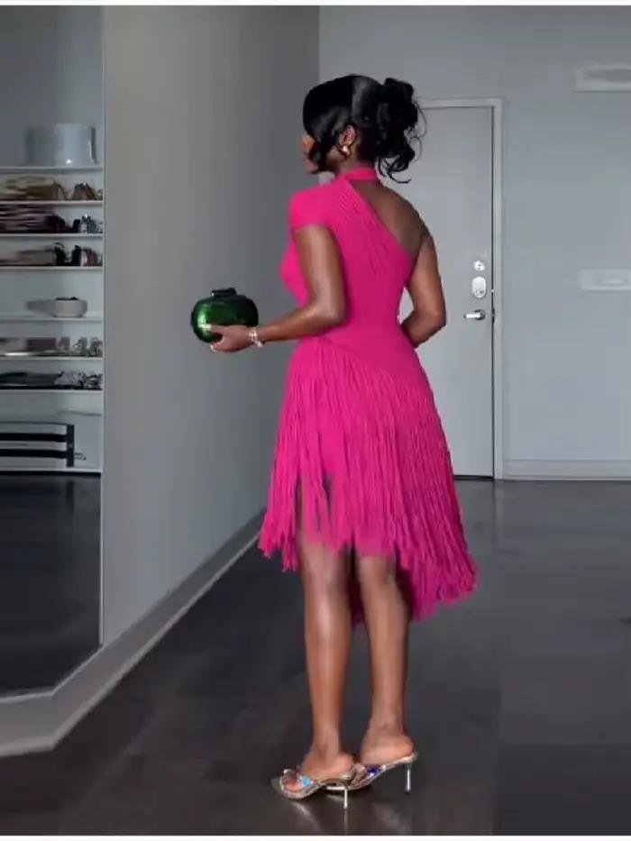 Robe Chic Vintage Tendance et Élégante à Volants et Franges pour Femme