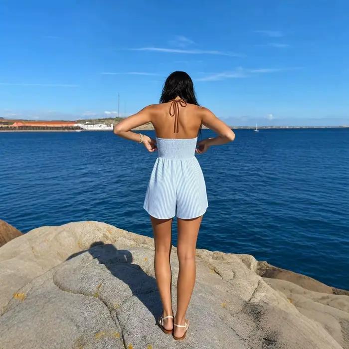 Combinaison courte rayée ZEKYE pour femme
