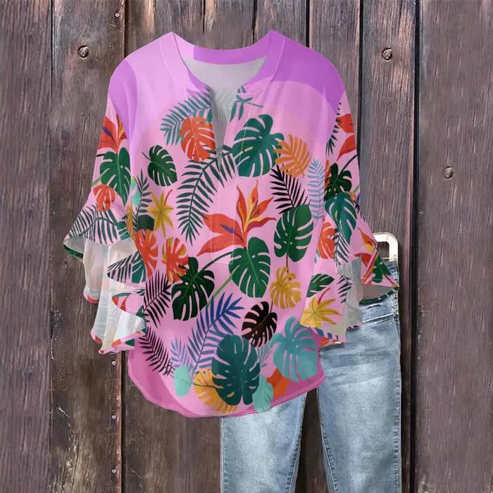 Chemisier Boho Chic imprimé palmier Tropical pour femmes