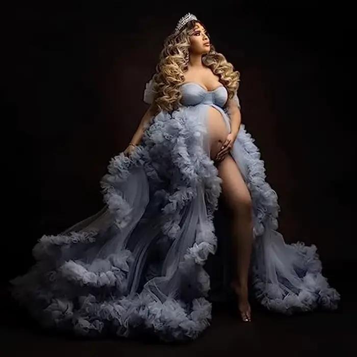 Robe longue en tulle pour femme enceinte