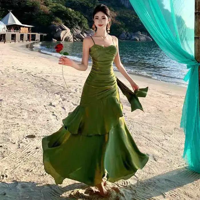 KIDCRKJ Nouvelle Robe Longue Élégante à Volants pour Femme