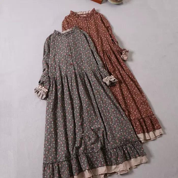 Mori Girl – robe longue imprimée littéraire