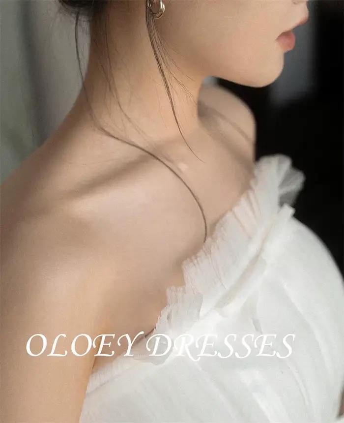 OLOEY Garona Bretelles Tulle Une Ligne Robes De Mariée Corée Séance Photo Longueur De Plancher Fée