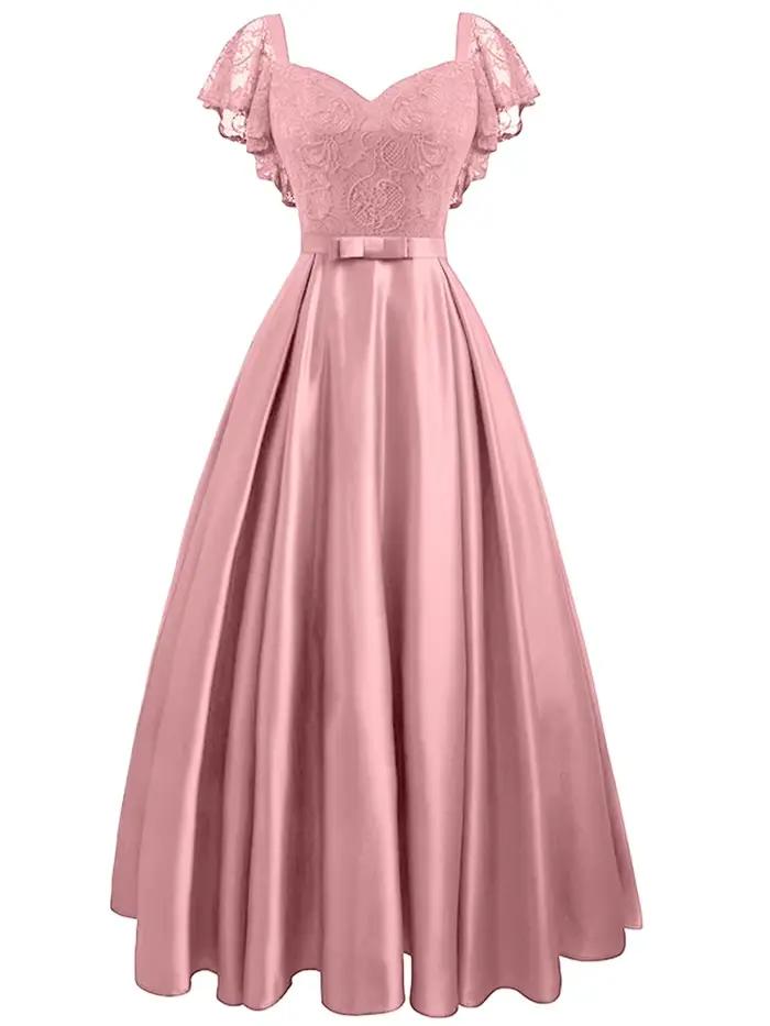 Robe de Soirée Vintage en Dentelle Florale pour Femme