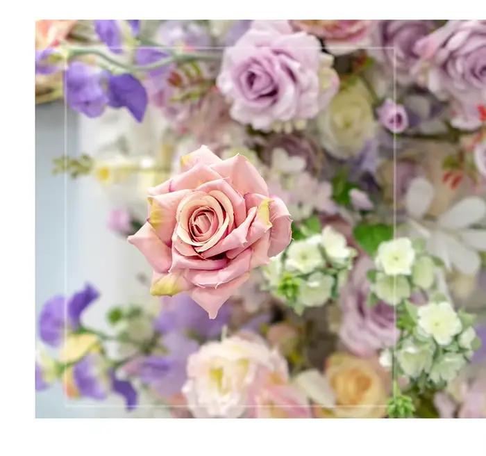 Uflower Rose fleur rangée Table de mariage pièce maîtresse chemin de sol toile de fond décor événement bande florale Arrangement accessoires