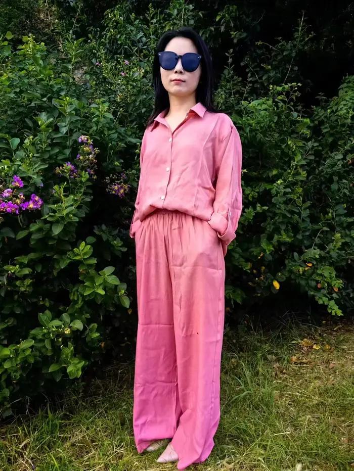 Ensemble chemise décontractée en lin pour femmes, 2 pièces, mode revers, manches longues, boutons, chemisier et pantalon, tenues amples, jambes larges, costumes