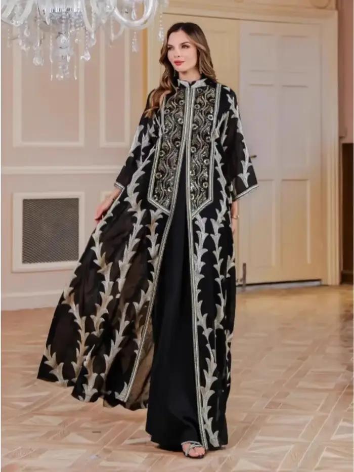 Robe de soirée Abaya dubaï Eid musulman maille broderie Jalabiya Ramadan robes maroc caftan robes larges arabes longues femmes occasions spéciales