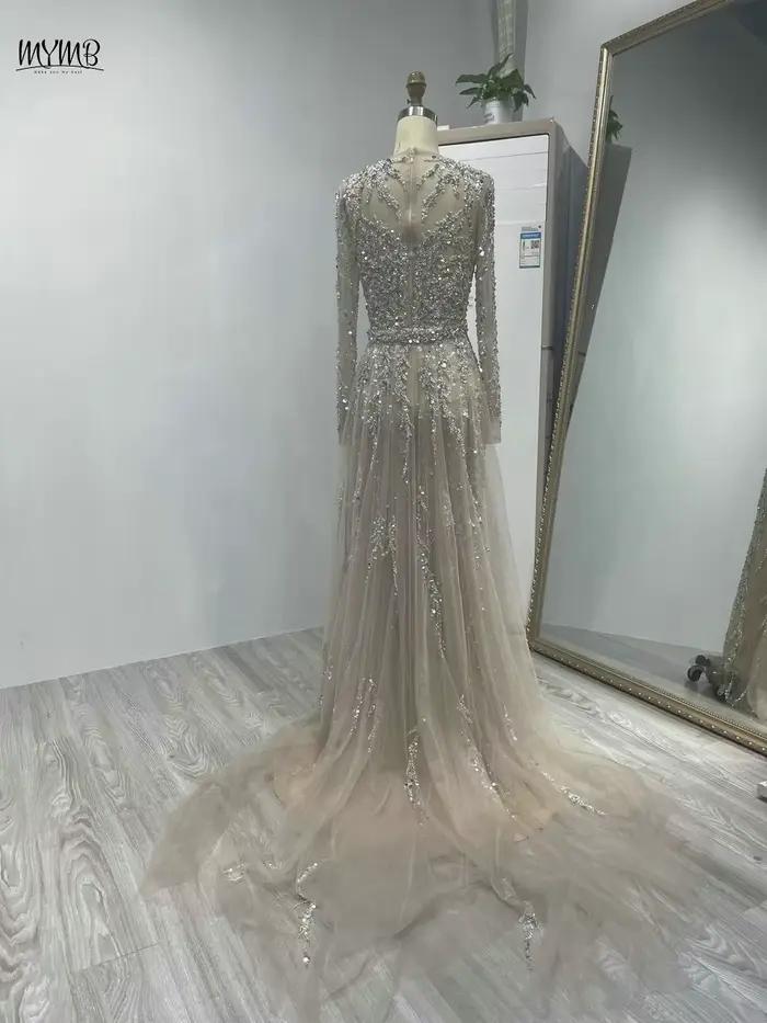 Robe MYMB en polyester avec encolure cuillère perlée sirène pour femmes occassions spéciales