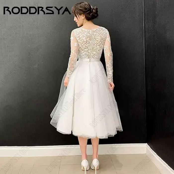 Robe de mariée trapèze à col rond pour femme