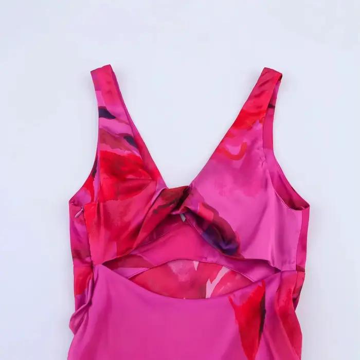 Robe élégante imprimée pour femme avec nœud au dos