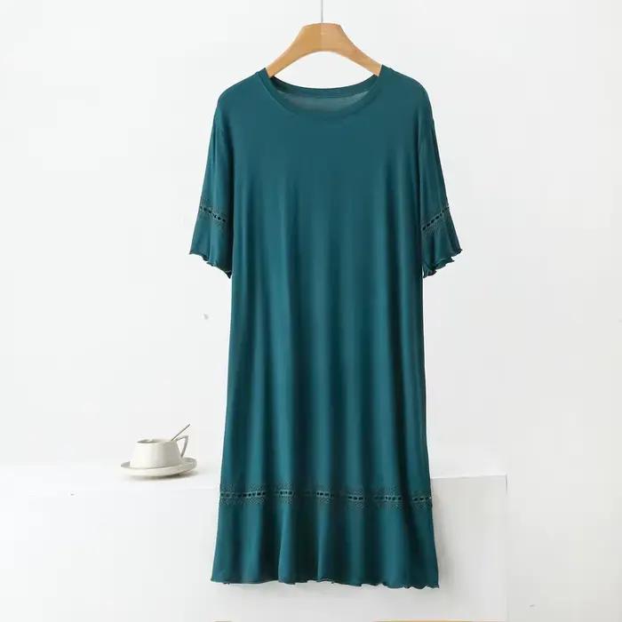 Grande taille Modal tenue de nuit pour femmes nuisette surdimensionné à manches courtes chemises