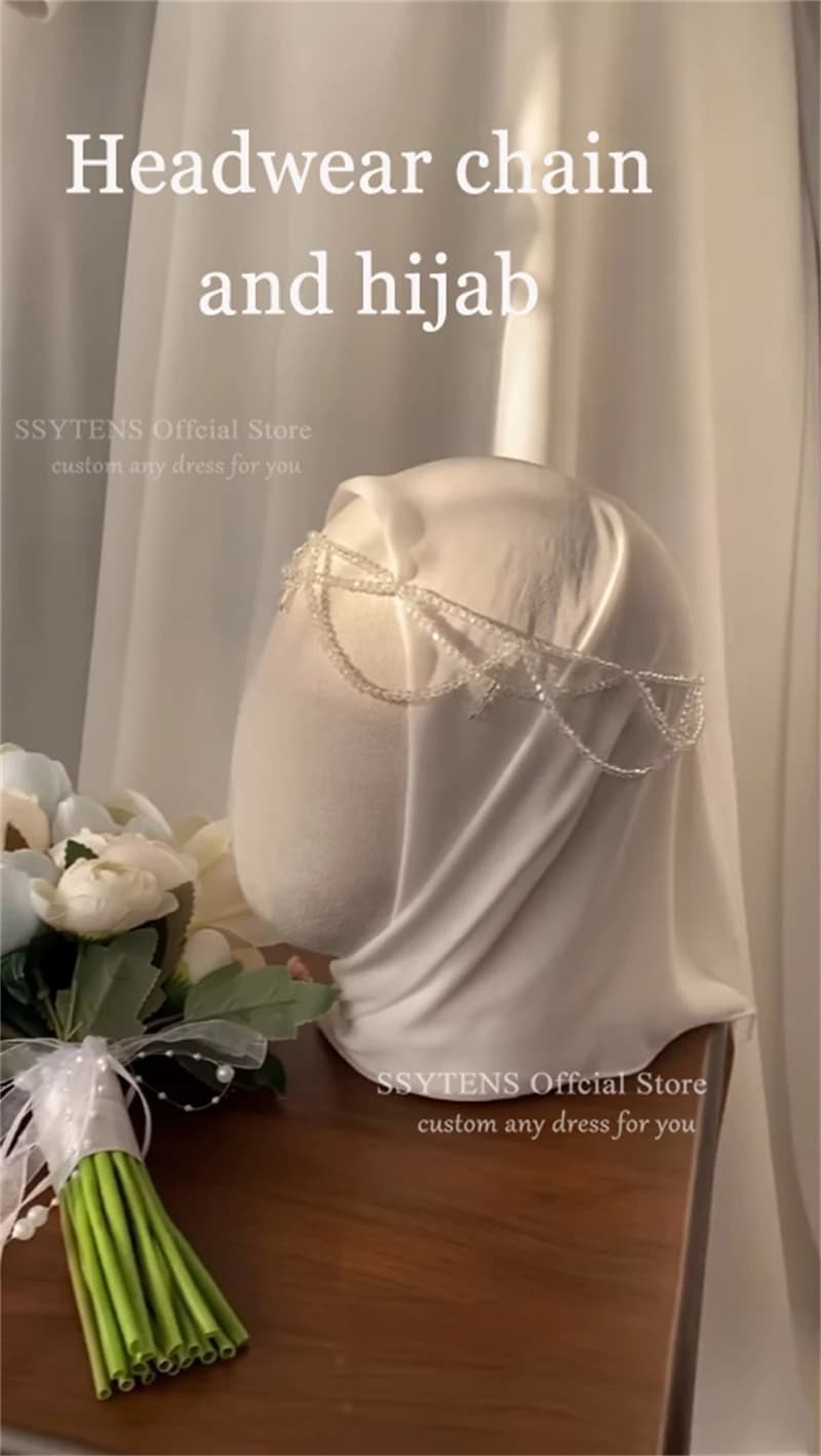 SSYTENS Robes de mariée musulmanes modestes pour les mariées, personnalisées, en dentelle ivoire, co