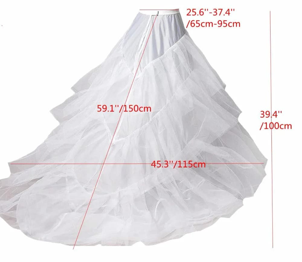Jupon Long Train blanc noir pour queue robes de soirée de mariage Crinoline 3 cerceaux sous-jupe sai