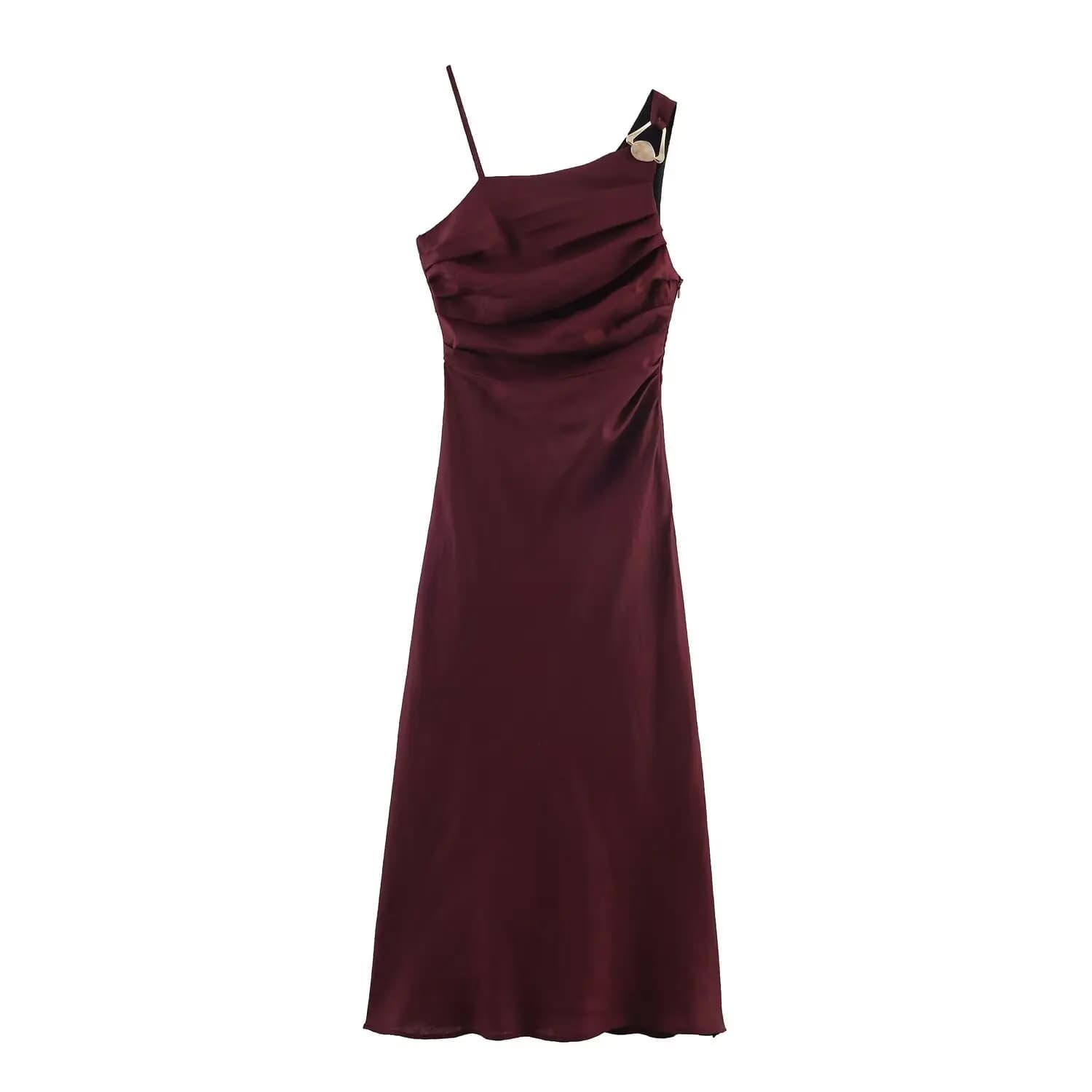 Robe midi asymétrique en lin pour femme, élégante et sexy, couleur unie, style été, épaules dénudées