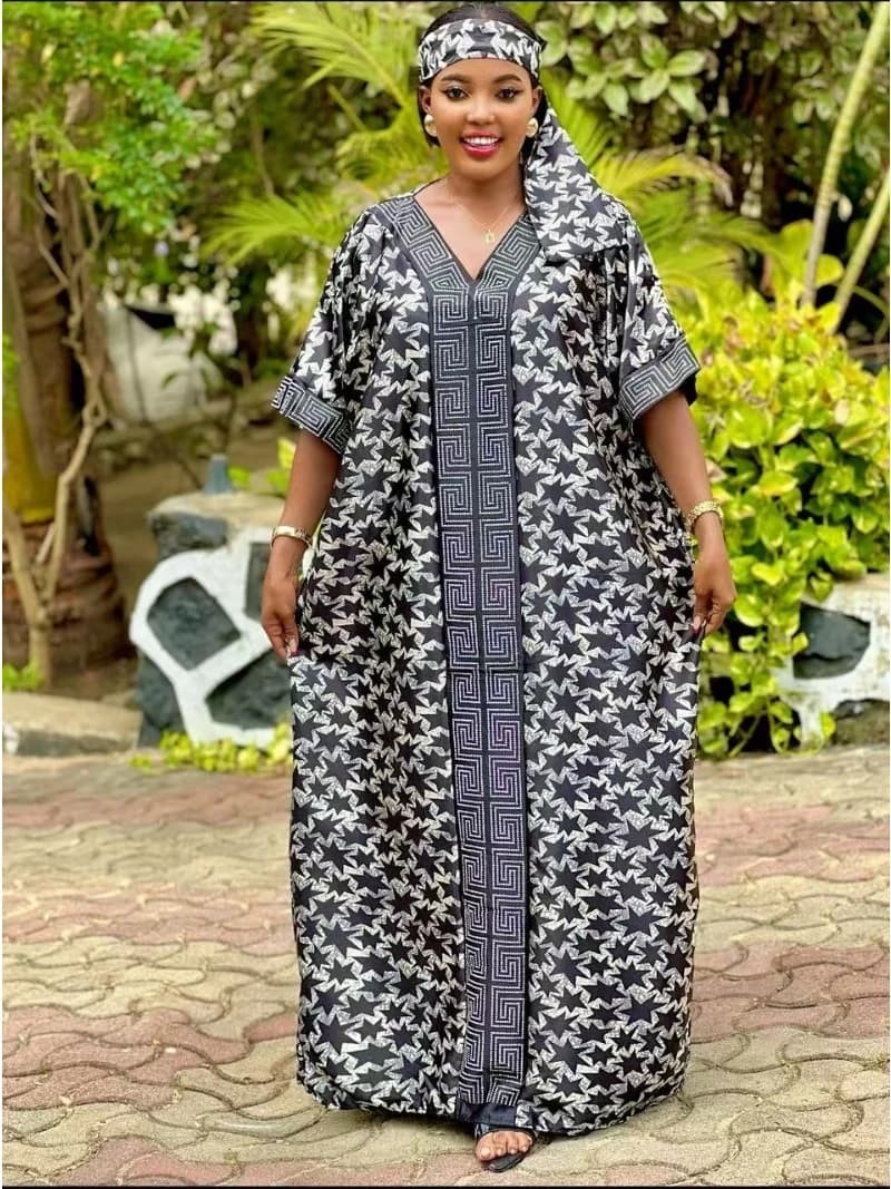 Nouveau caftan africain Robe ensemble châle feuille Robe imprimée coupe ample conception Bubu Robe p