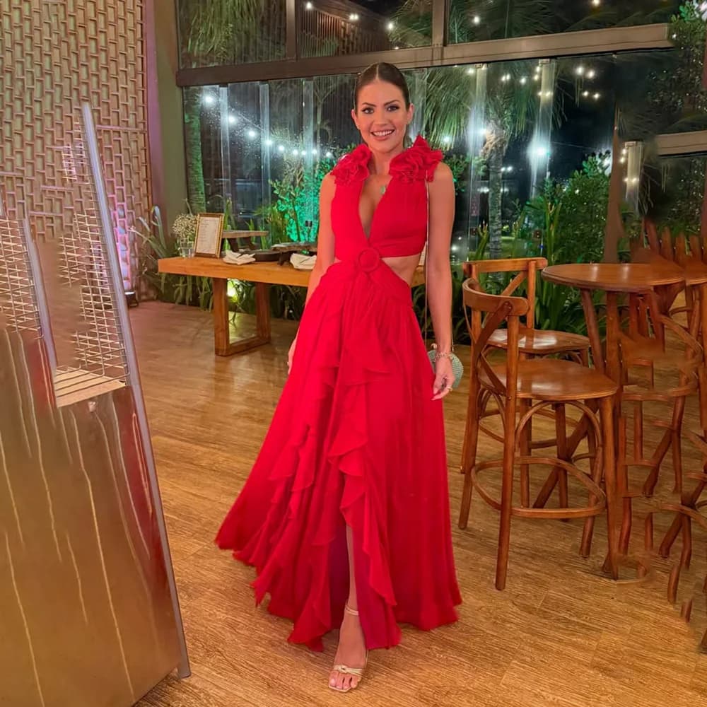 Robe de soirée moderne personnalisée, Sexy, col en v, sans manches, ligne A, longueur au sol, longue