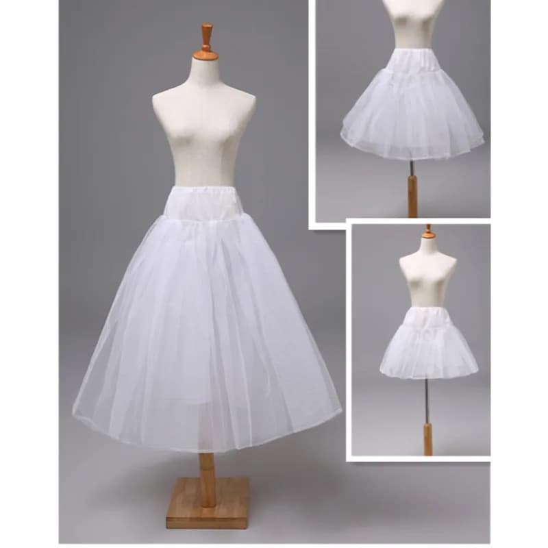 Jupon enfant sous-jupe sans cerceaux pour robe de fille de fleur robe de concours courte longue 2 co