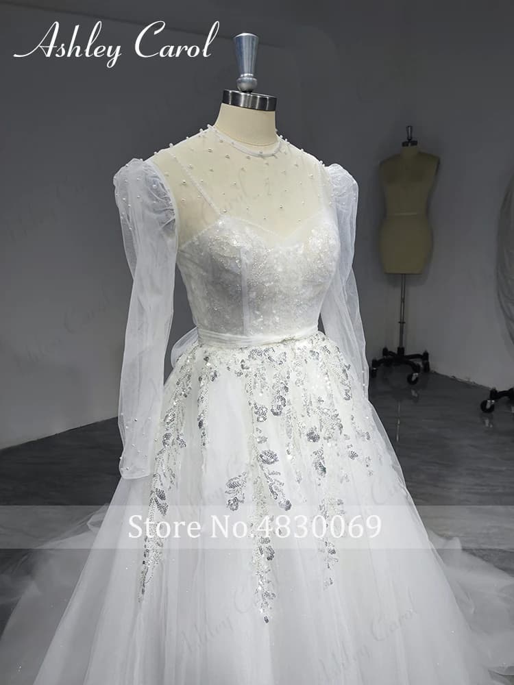 Ashley Carol Boho robe De mariée luxueuse offre spéciale avec veste perles paillettes Illusion a-lig