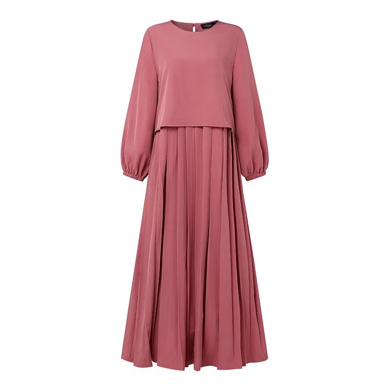 ZANZEA mode à manches longues solide Robe plissée femmes 2025 automne robes musulman Abaya Robe Femm