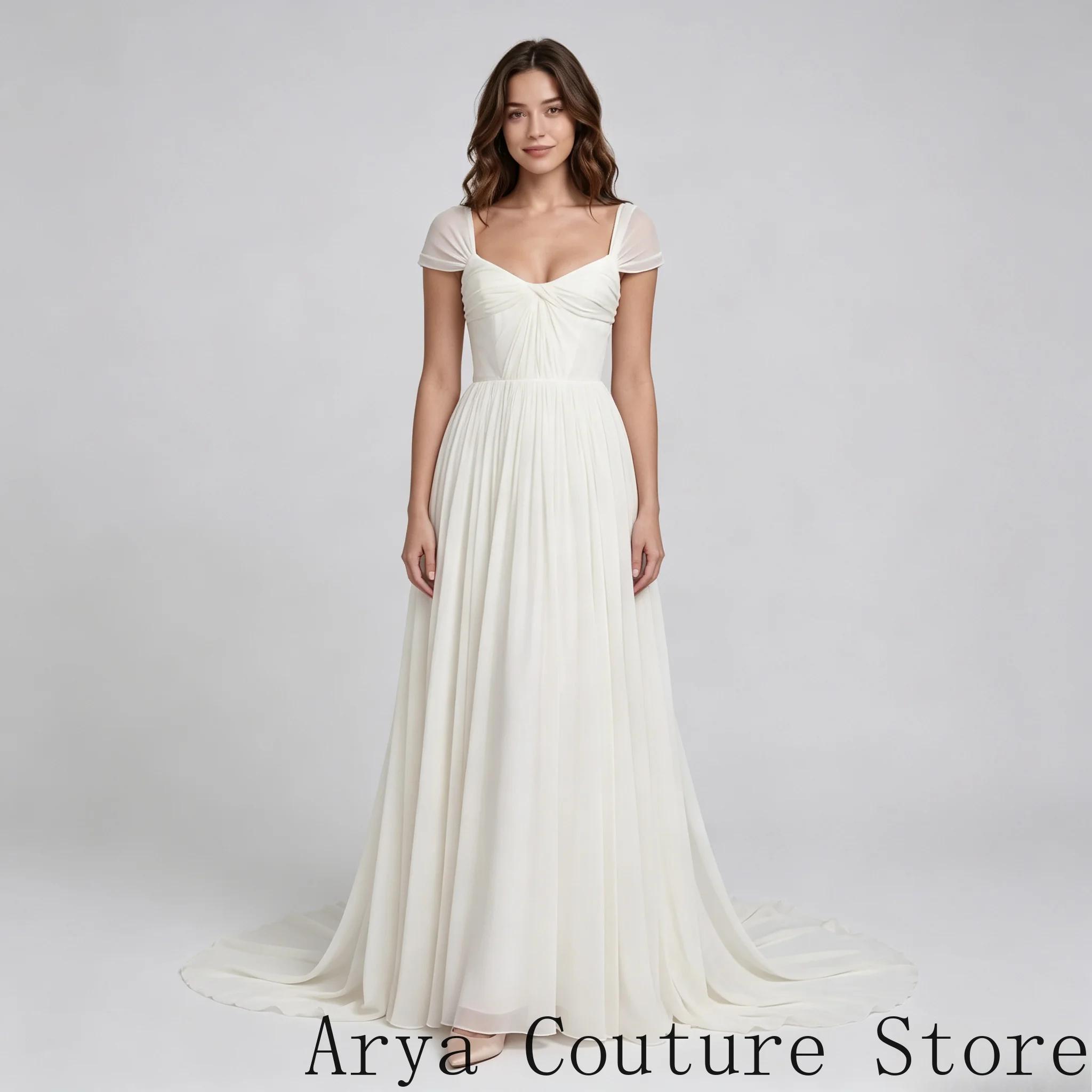 Robe de mariée romantique en mousseline ivoire, coupe A-ligne pour femmes, avec corsage drapé torsad