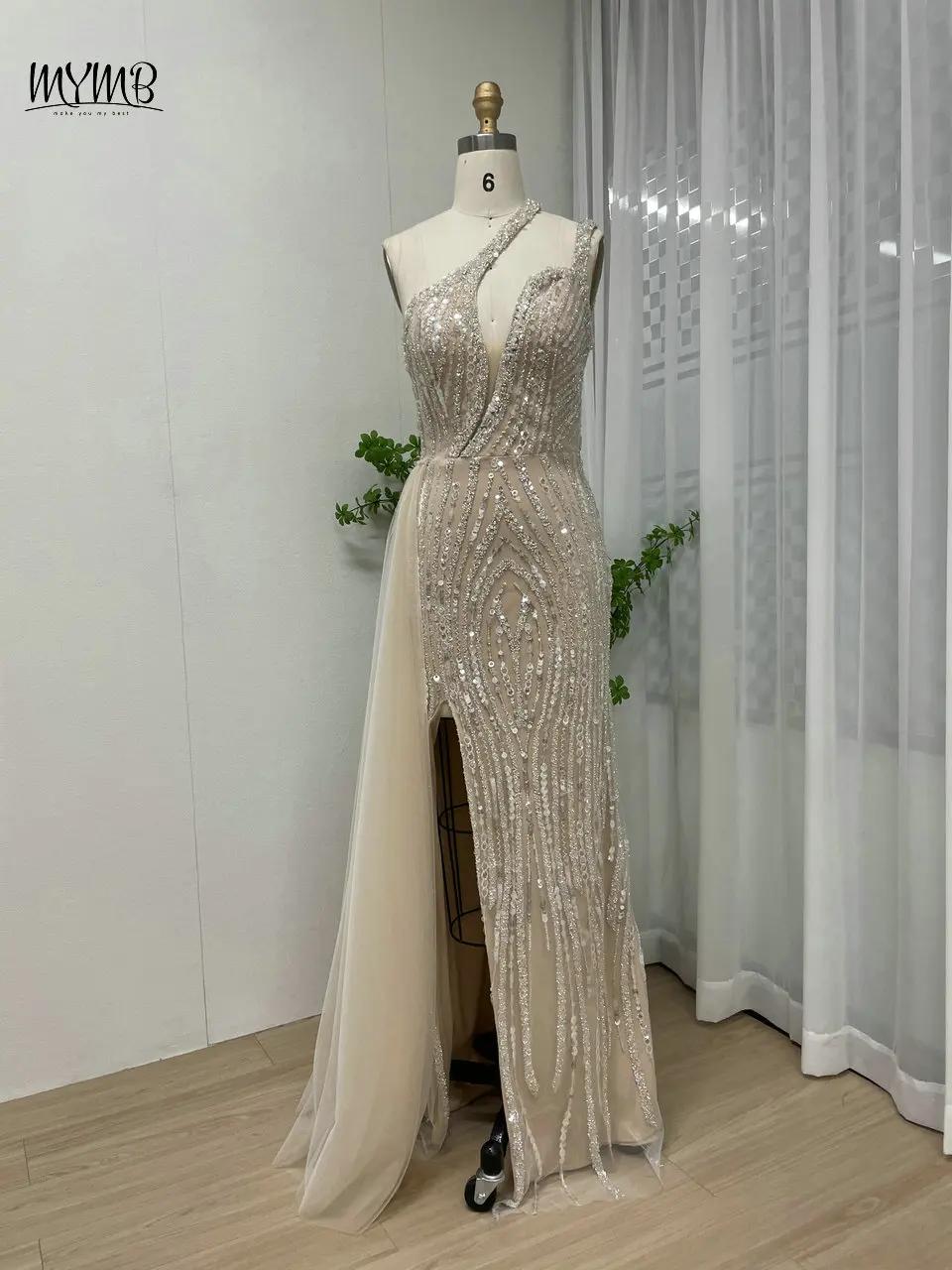 MYMB-Robes d'invité de mariage perlées pour la fête de la mariée, magnifique robe arabe, une initiée
