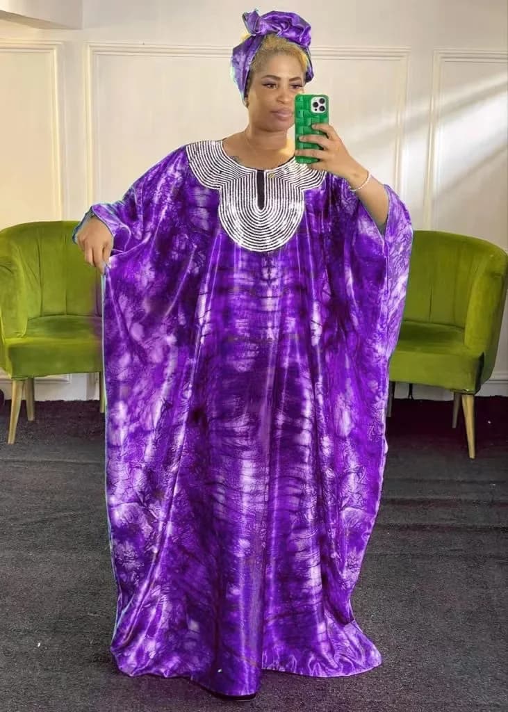 Robes africaines pour femme, robe longue avec broderie Bazin Riche