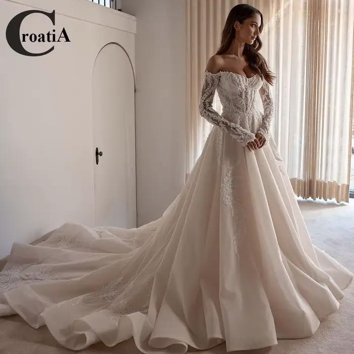 Croatie élégant luxueux filet robes De mariée Tulle Applique mariage pour les femmes Appliques robes