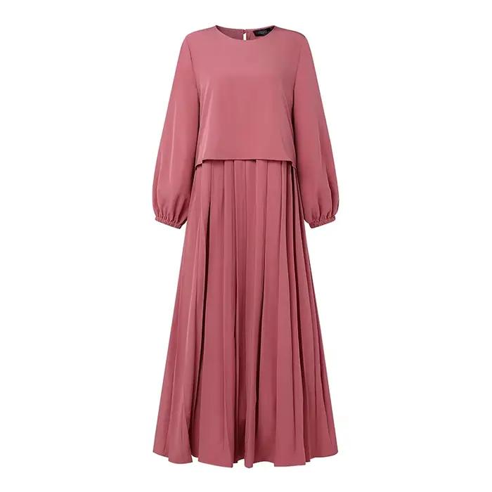 ZANZEA mode à manches longues solide Robe plissée femmes 2025 automne robes musulman Abaya Robe Femm
