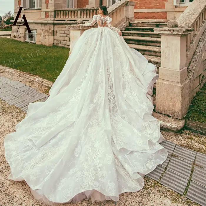 Robes de mariée LelaAcra Sweetheart pour femmes 2026 à manches longues avec appliques