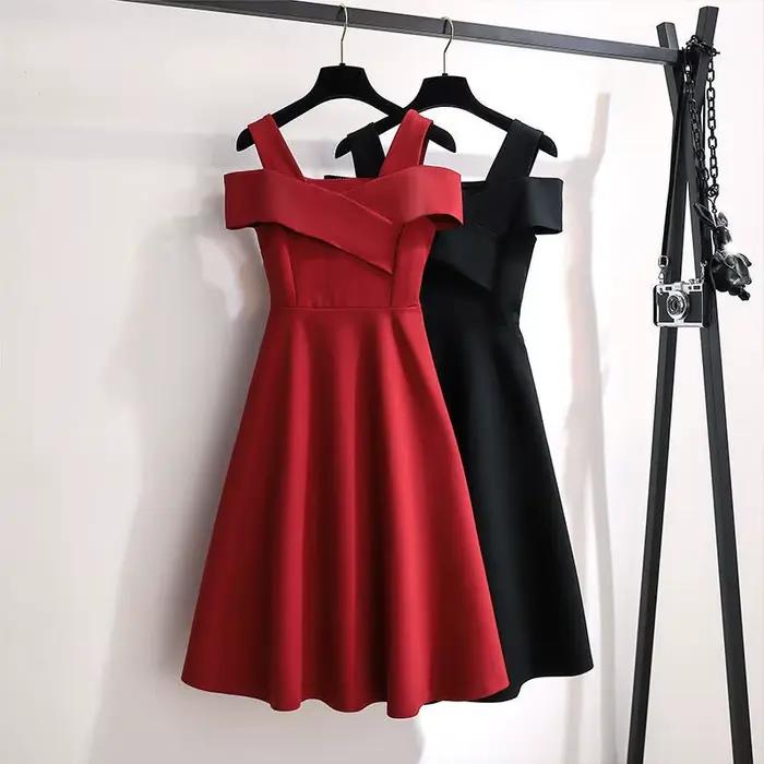 Femmes robes 2025 nouvelle mode épaules dénudées look mince taille cintrée genou longueur robe vêtements pour femmes vestidos