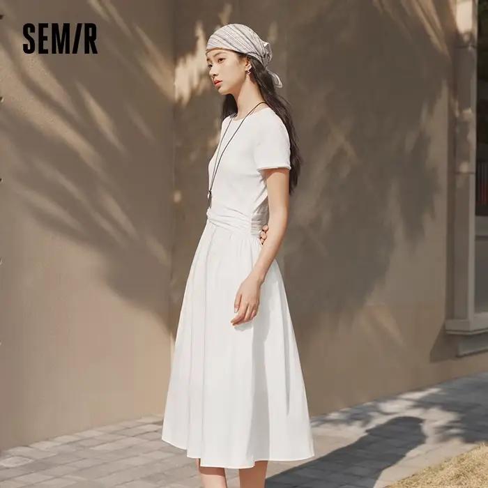 Robe plissée pour femme Semir 2026, col rond, taille cintrée, style urbain décontracté, douce et con