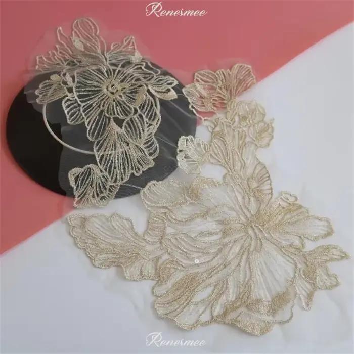 Garniture en dentelle à paillettes transparentes pour la décoration de robe de mariée