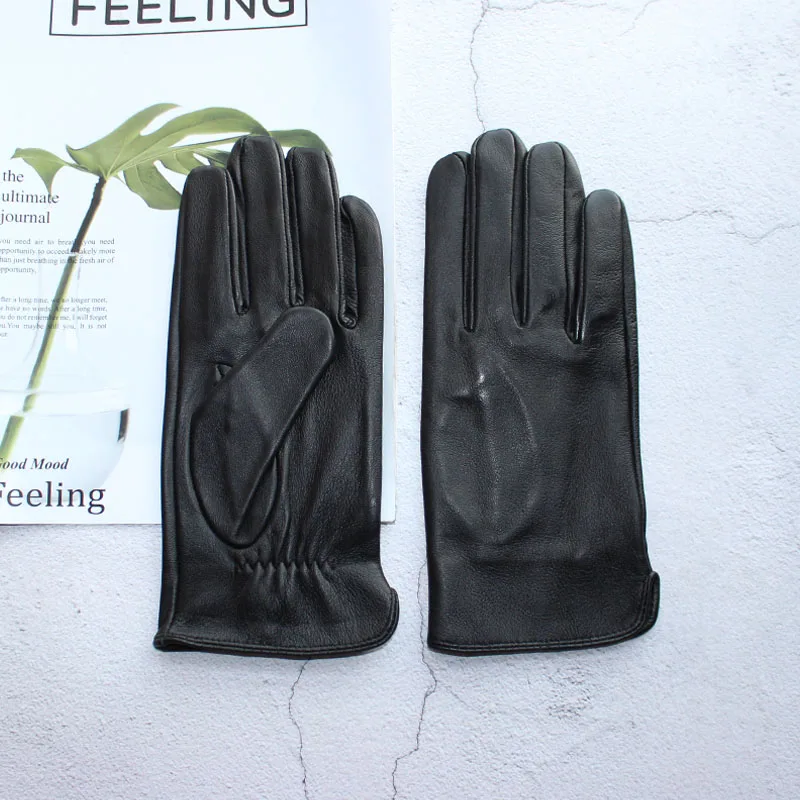 Nouveaux gants en peau de mouton en cuir pour hommes sans doublure mince été peut toucher l'écran sp