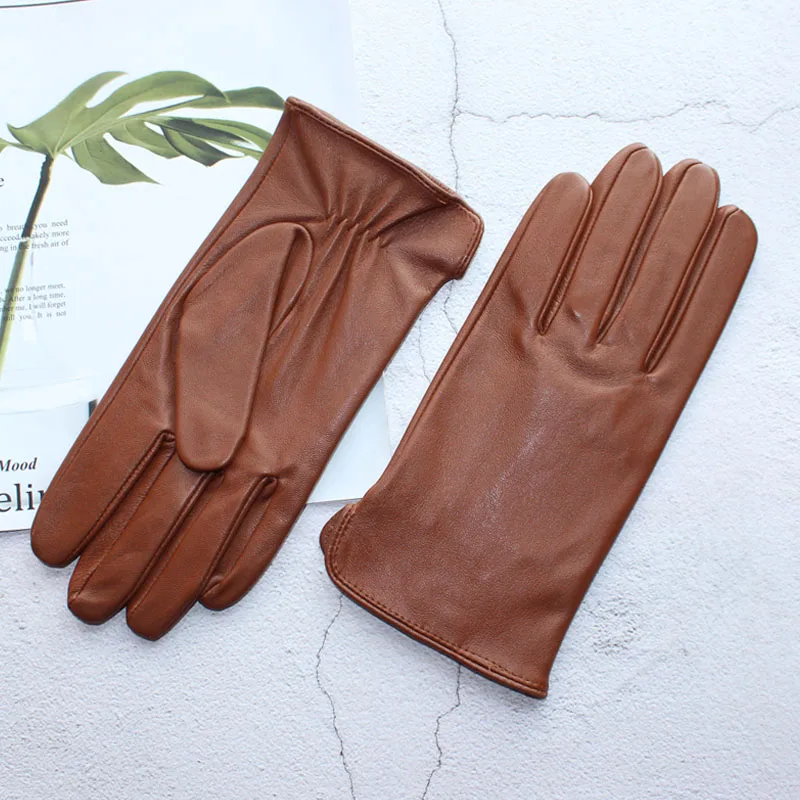 Nouveaux gants en peau de mouton en cuir pour hommes sans doublure mince été peut toucher l'écran sp