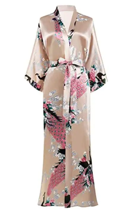 Sexy femmes longue Robe avec poche mariage mariée demoiselle d'honneur spanGown rayonne Kimono peign