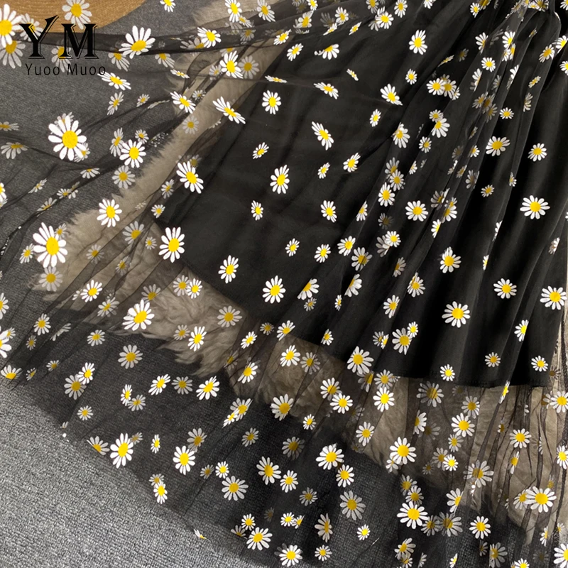 YuooMuoo mode coréenne marguerite fleur imprimé maille robe de soirée été deux couches Spaghetti san