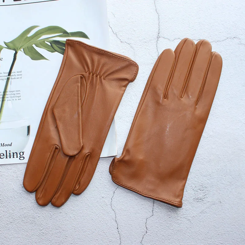 Nouveaux gants en peau de mouton en cuir pour hommes sans doublure mince été peut toucher l'écran sp