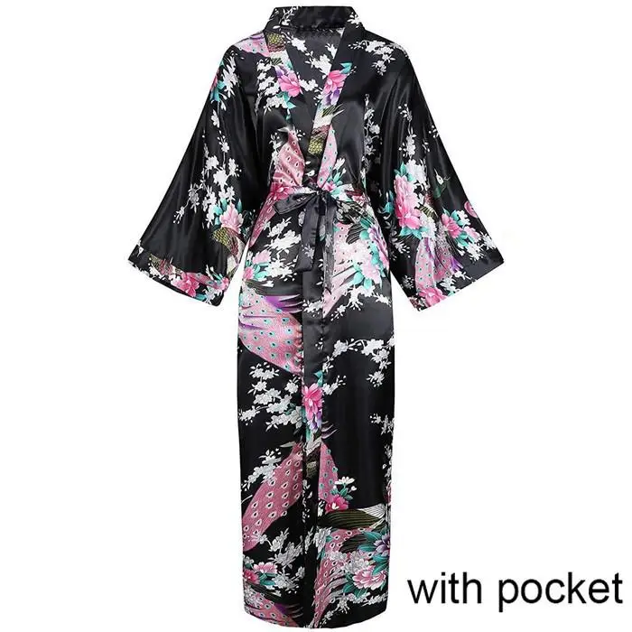 Robe longue Sexy pour femmes, avec poche, Robe de mariée, de demoiselle d'honneur, Kimono en rayonne