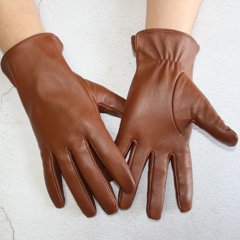 Nouveaux gants en peau de mouton en cuir pour hommes sans doublure mince été peut toucher l'écran sp