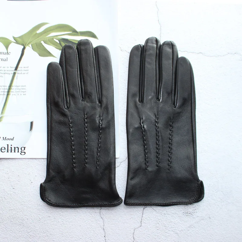Nouveaux gants en peau de mouton en cuir pour hommes sans doublure mince été peut toucher l'écran sp