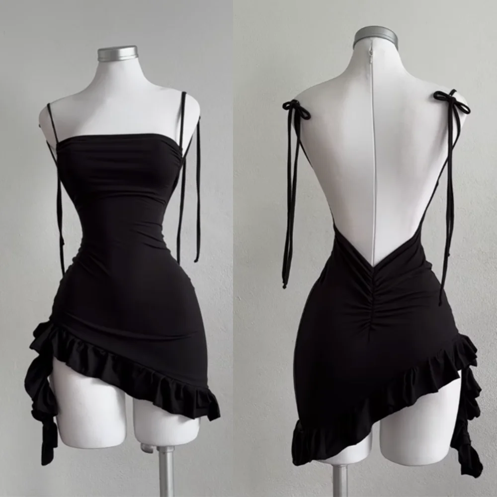 Robe sexy à lacets dos nu pour fille, jupe moulante à la hanche, sensation haut de gamme, populaire,