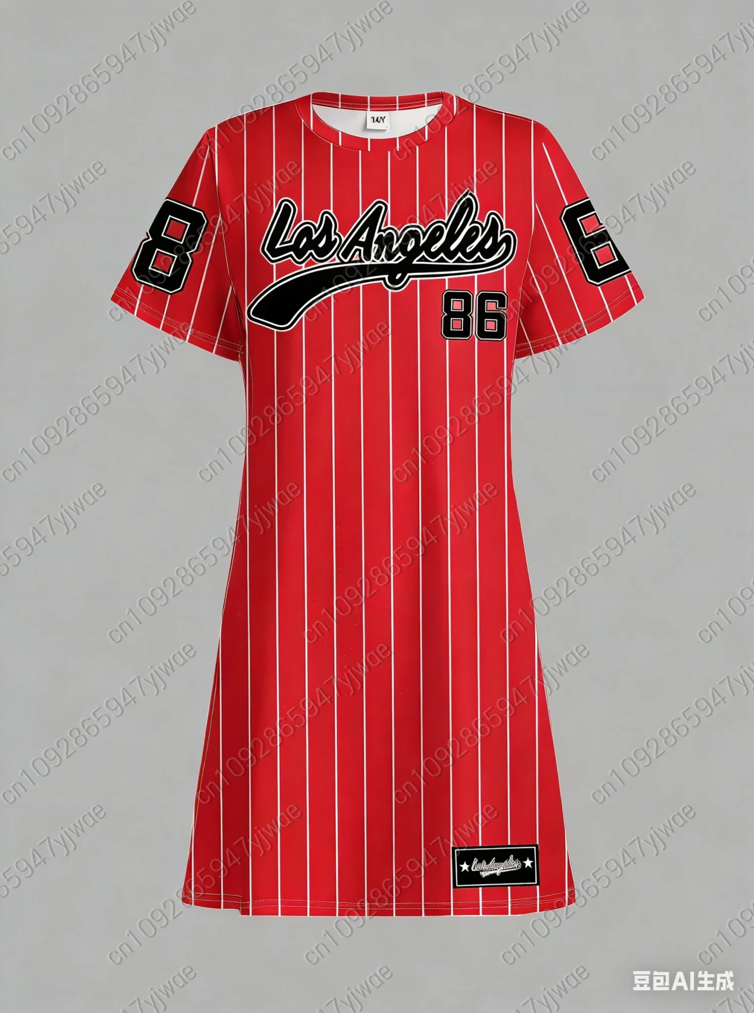 Robe T-shirt ample décontractée pour femme été 2026 NO.86 LOS ANGELES Imprimé Col rond Manches court