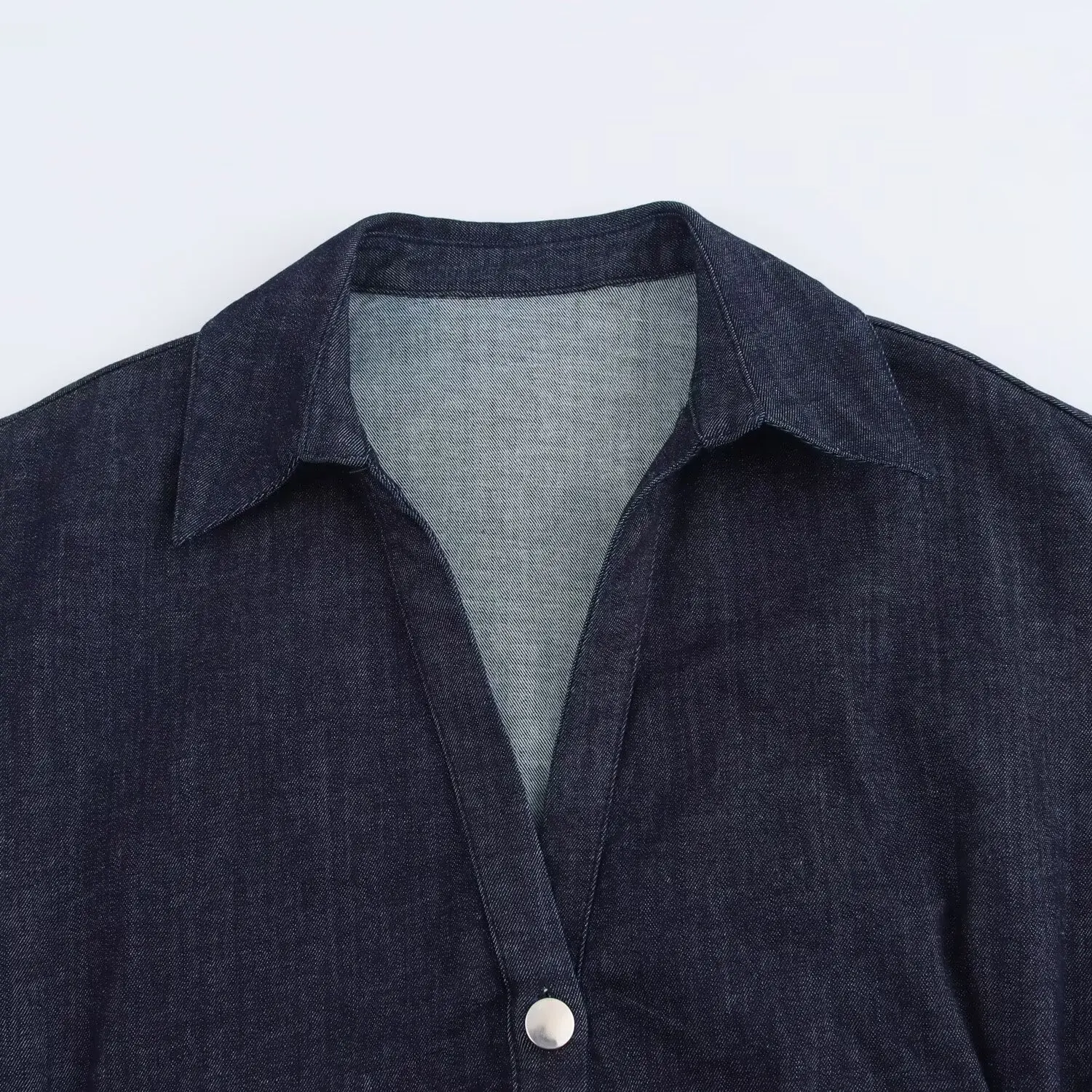 ETJ 2025 printemps nouvelle série 1975 robe MIDI en denim avec revers côté fermeture éclair mode rid