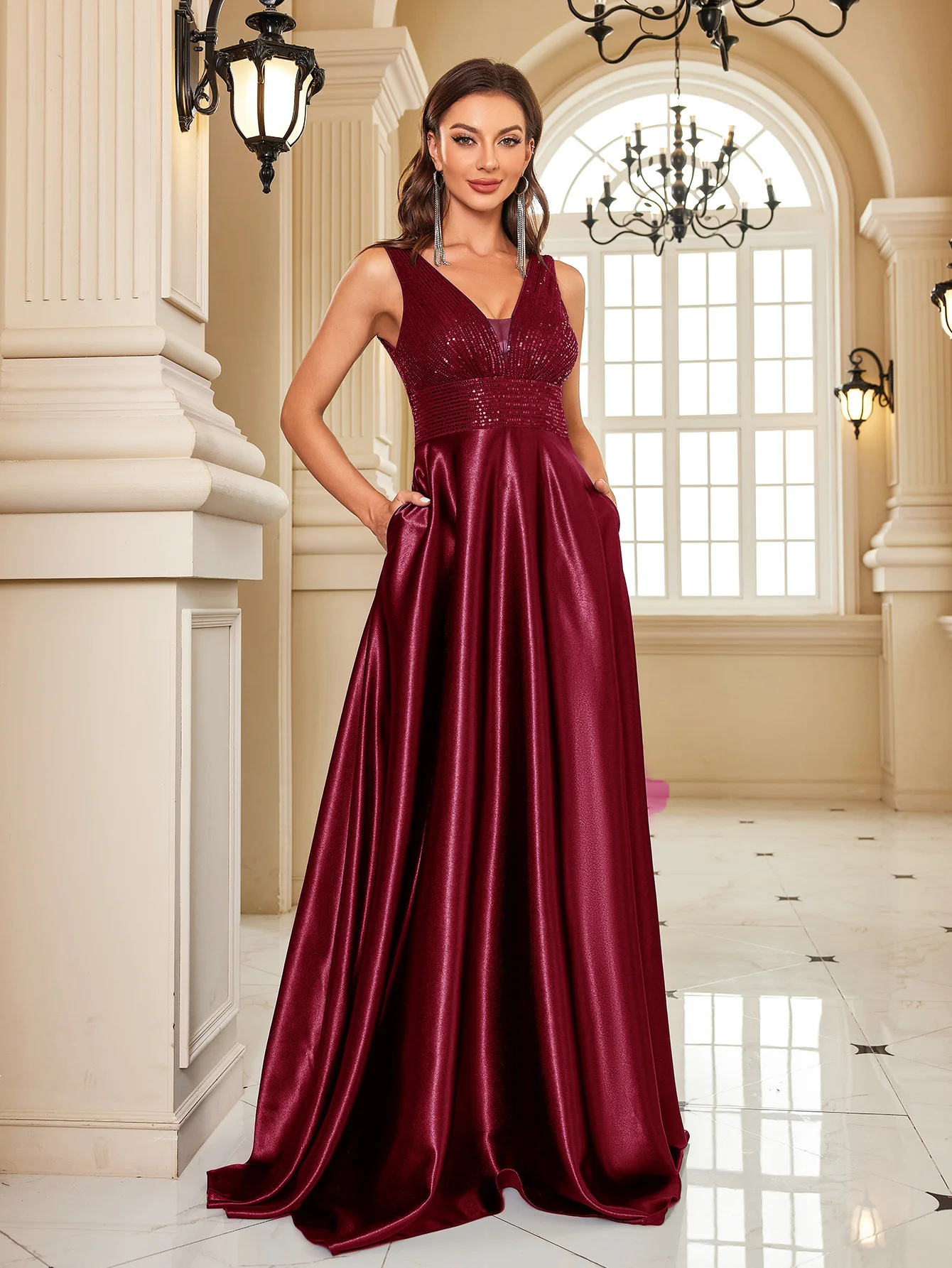 Robes de bal longue plage Sexy col en v robes de soirée nouveau Design robe de soirée paillettes rob